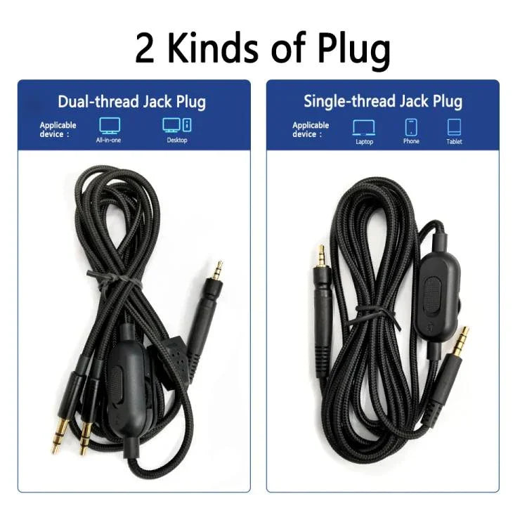 Dây cáp tai nghe phiên bản Tuning dài 2m cho Sennheiser GAME ONE / GAME ZERO / PC 373D / GSP350 / GSP500 / GSP600, 1 đầu cắm, 2 đầu cắm