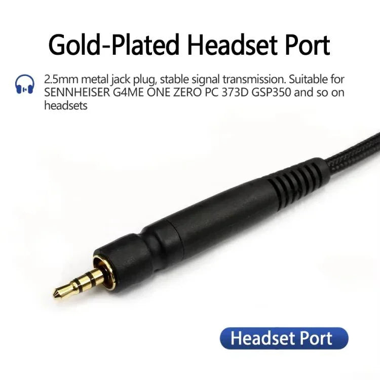 Dây cáp tai nghe phiên bản Tuning dài 2m cho Sennheiser GAME ONE / GAME ZERO / PC 373D / GSP350 / GSP500 / GSP600, 1 đầu cắm, 2 đầu cắm