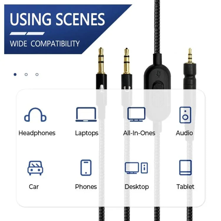 Dây cáp tai nghe phiên bản Tuning dài 2m cho Sennheiser GAME ONE / GAME ZERO / PC 373D / GSP350 / GSP500 / GSP600, 1 đầu cắm, 2 đầu cắm