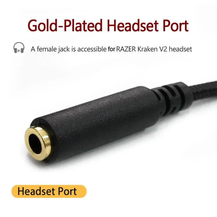 Dây cáp mở rộng 2 trong 1 đực sang cái 3.5mm cho Razer Kraken V2, ZS0190
