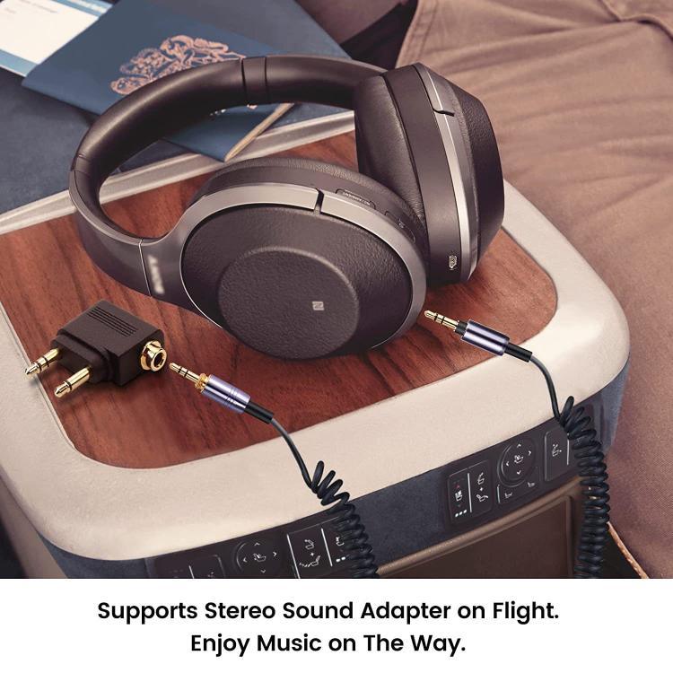 Dây cáp âm thanh tai nghe dạng lò xo, cho Sony WH-1000XM3 / WH-1000XM2 / WH-1000XM4 / WH-H900N / WH-H800, lò xo dài 1.5m