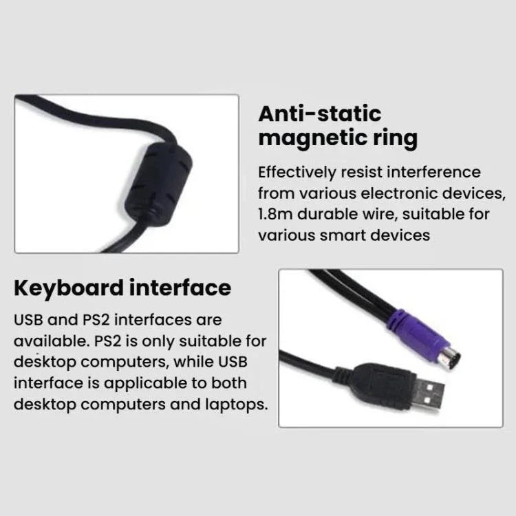 Bàn phím có dây laptop Little Kangaroo DS-8500 với bàn di chuột, PS2 có tai, USB có tai, PS2 không tai, USB không tai