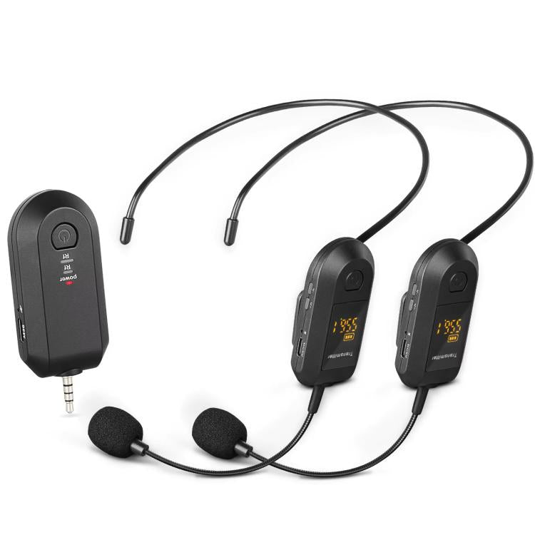 Bộ khuếch đại micro không dây 2.4G Microphone di động, 1 trong 1 kẹp ve áo, 1 trong 1 đội đầu, 1 trong 2 kẹp ve áo, 1 trong 2 đội đầu