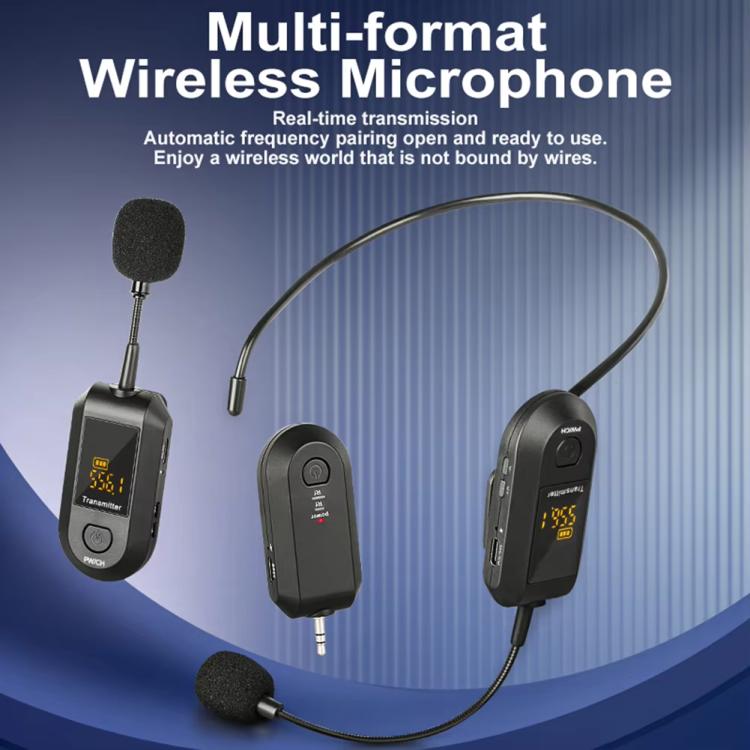 Bộ khuếch đại micro không dây 2.4G Microphone di động, 1 trong 1 kẹp ve áo, 1 trong 1 đội đầu, 1 trong 2 kẹp ve áo, 1 trong 2 đội đầu