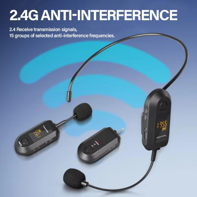 Bộ khuếch đại micro không dây 2.4G Microphone di động, 1 trong 1 kẹp ve áo, 1 trong 1 đội đầu, 1 trong 2 kẹp ve áo, 1 trong 2 đội đầu