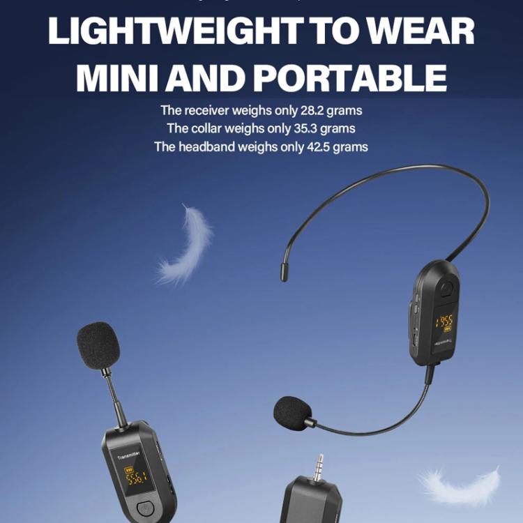 Bộ khuếch đại micro không dây 2.4G Microphone di động, 1 trong 1 kẹp ve áo, 1 trong 1 đội đầu, 1 trong 2 kẹp ve áo, 1 trong 2 đội đầu