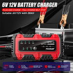 FOXSUR Smart 6V/12V 1.5A Battery Charger 4AH-30AH Lead Acid Battery Maintainer For Motorcycle/Car/ATV, EU Plug, US Plug, UK Plug