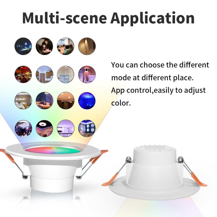 Đèn âm trần LED điều chỉnh độ sáng RGB+CW+WW tương thích với Tuya WIFI & Bluetooth, 5W 2.5 inch, 7W 3.5 inch, 10W 4 inch