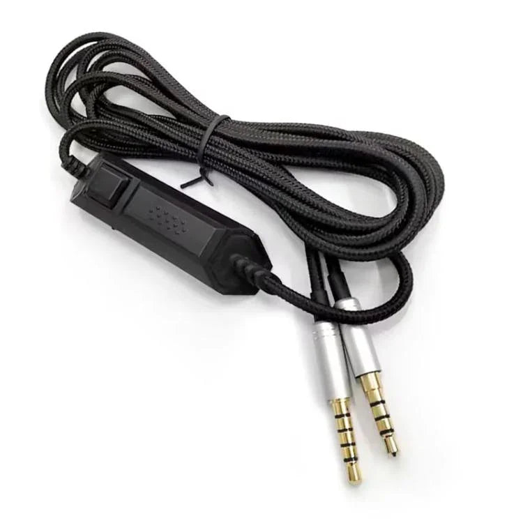 Dây cáp âm thanh bện dài 2m cho tai nghe chơi game Logitech Astro A10 / A40, đầu cắm bạc thẳng, đầu cắm bạc có dây điều khiển, đầu cắm đen có dây điều khiển