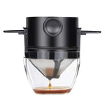 Cốc lọc cà phê không giấy di động, phễu lọc cà phê nhỏ giọt, màu trắng, đen, đen có đế, trắng có đế