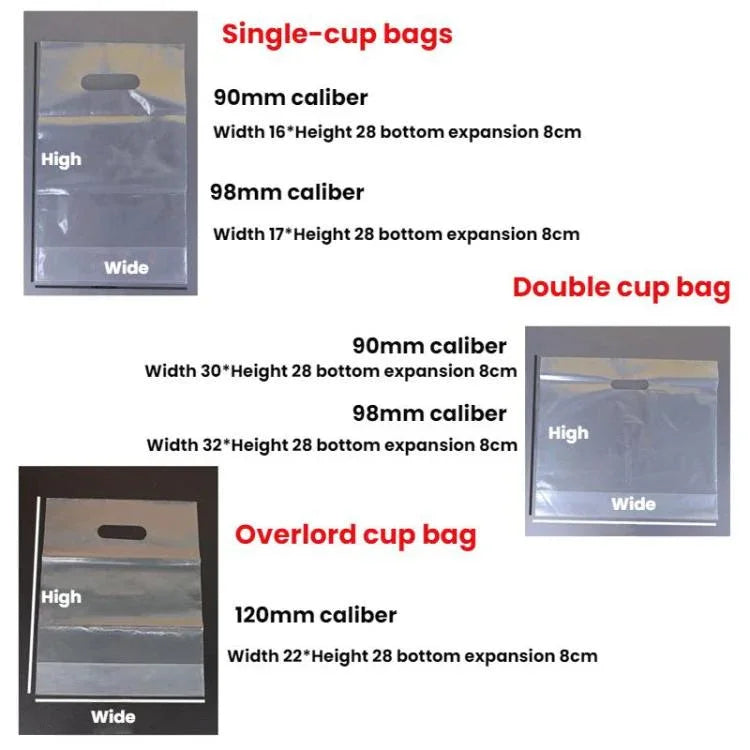Túi mang đi dùng một lần cho Trà sữa Cà phê, 100 túi trong một gói, 90mm Cốc đơn 700ml, 98mm Cốc đơn 700ml, 90mm Cốc đôi 700ml, 98mm Cốc đôi 700ml, 120mm Cốc Overlord 1000ml