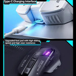 Chuột không dây Bluetooth Inphic cho văn phòng và chơi game có đèn LED sạc, chế độ kép màu trắng, chế độ ba màu đen, chế độ ba màu trắng