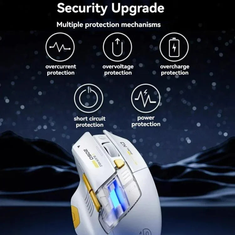 Chuột không dây Bluetooth Inphic cho văn phòng và chơi game có đèn LED sạc, chế độ kép màu trắng, chế độ ba màu đen, chế độ ba màu trắng