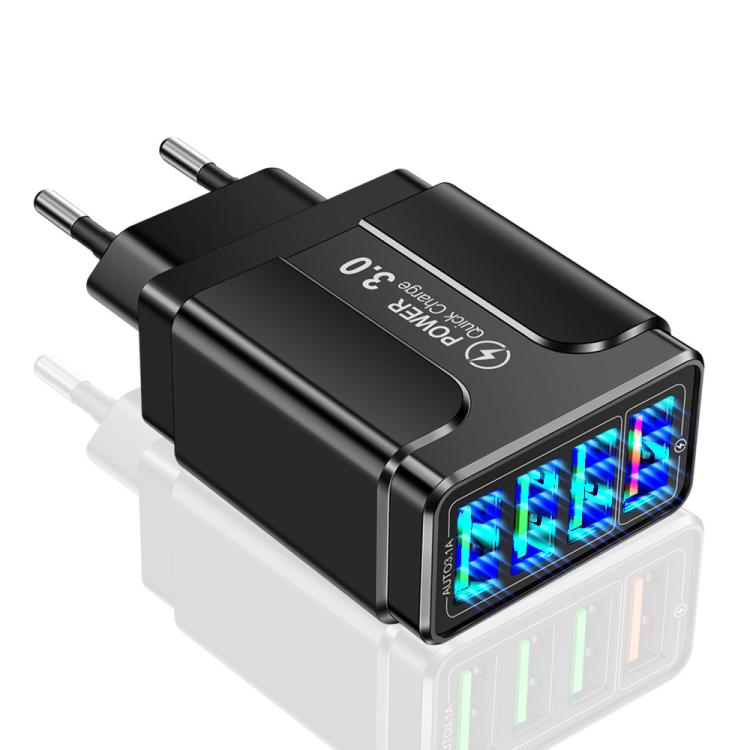Sạc điện thoại 4 cổng USB 5.1A QC3.0 sạc nhanh, phích cắm EU, Mỹ, Anh
