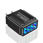 Sạc điện thoại 4 cổng USB 5.1A QC3.0 sạc nhanh, phích cắm EU, Mỹ, Anh