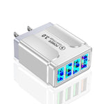 Sạc điện thoại 4 cổng USB 5.1A QC3.0 sạc nhanh, phích cắm EU, Mỹ, Anh