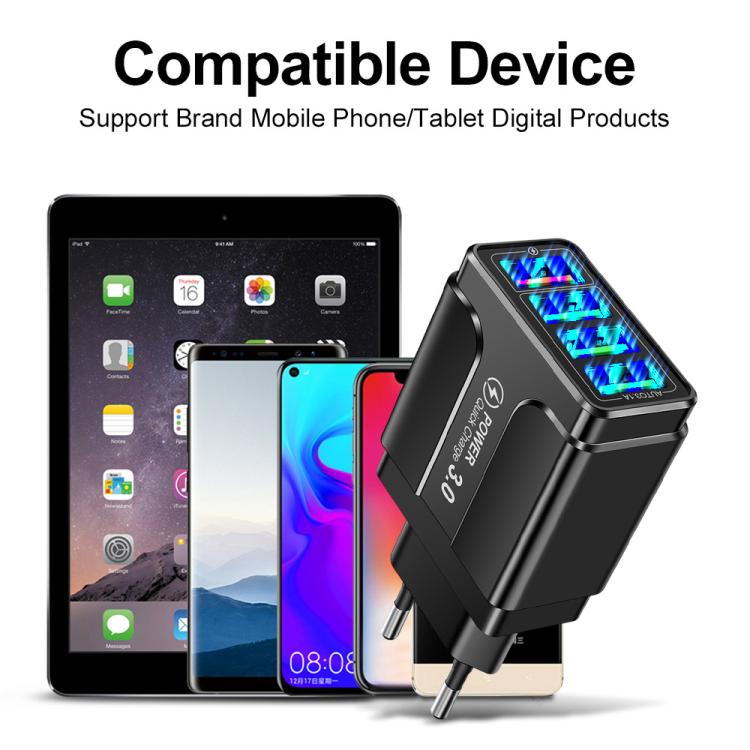 Sạc điện thoại 4 cổng USB 5.1A QC3.0 sạc nhanh, phích cắm EU, Mỹ, Anh