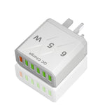 Sạc điện thoại 6 cổng USB 65W QC3.0 sạc nhanh, phích cắm EU (Đen), EU (Trắng), Mỹ (Đen), Mỹ (Trắng), Anh (Đen), Anh (Trắng)