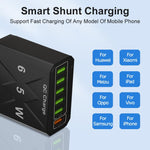Sạc điện thoại 6 cổng USB 65W QC3.0 sạc nhanh, phích cắm EU (Đen), EU (Trắng), Mỹ (Đen), Mỹ (Trắng), Anh (Đen), Anh (Trắng)