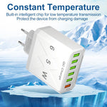 Sạc điện thoại 6 cổng USB 65W QC3.0 sạc nhanh, phích cắm EU (Đen), EU (Trắng), Mỹ (Đen), Mỹ (Trắng), Anh (Đen), Anh (Trắng)