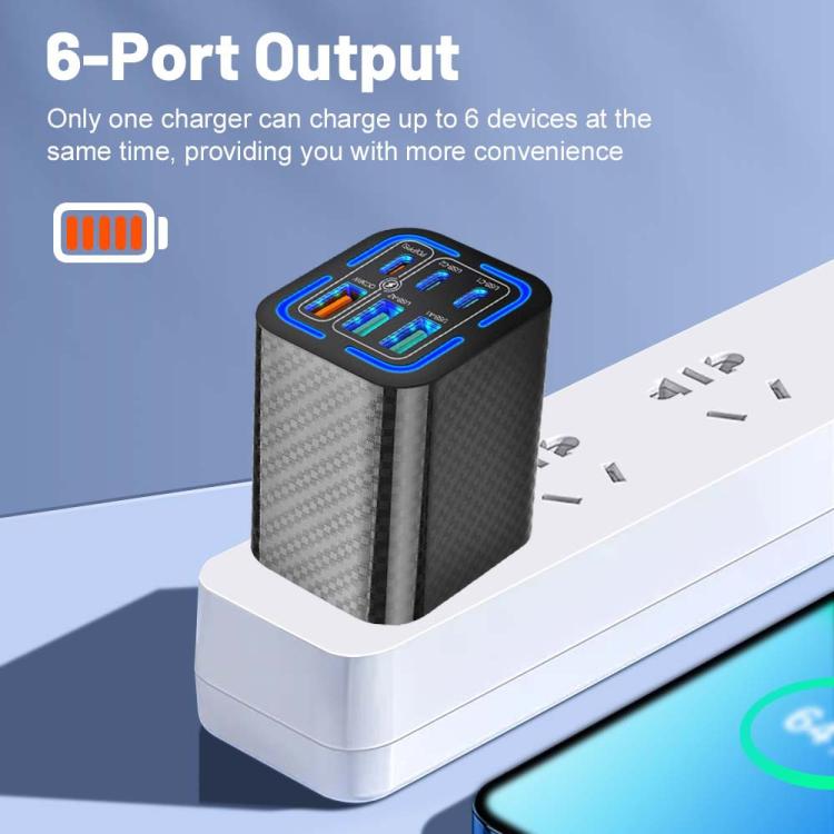 Sạc điện thoại 6 cổng 50W 3 USB + 3 Type-C sạc nhanh, phích cắm EU (Đen), EU (Trắng), EU (Vàng), Mỹ (Đen), Mỹ (Trắng), Mỹ (Vàng), Anh (Đen), Anh (Trắng), Anh (Vàng)