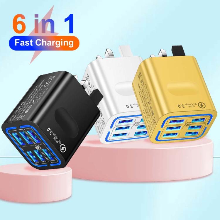 Sạc điện thoại đa cổng 6 USB BK321 sạc nhanh, phích cắm EU (Đen), EU (Trắng), EU (Vàng), Mỹ (Đen), Mỹ (Trắng), Mỹ (Vàng), Anh (Đen), Anh (Trắng), Anh (Vàng)