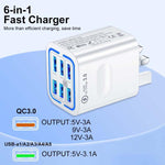 Sạc điện thoại đa cổng 6 USB BK321 sạc nhanh, phích cắm EU (Đen), EU (Trắng), EU (Vàng), Mỹ (Đen), Mỹ (Trắng), Mỹ (Vàng), Anh (Đen), Anh (Trắng), Anh (Vàng)