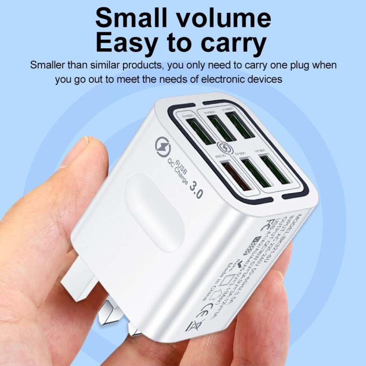 Sạc điện thoại đa cổng 6 USB BK321 sạc nhanh, phích cắm EU (Đen), EU (Trắng), EU (Vàng), Mỹ (Đen), Mỹ (Trắng), Mỹ (Vàng), Anh (Đen), Anh (Trắng), Anh (Vàng)