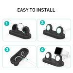 Đế lưu trữ 2 trong 1 AhaStyle DD97 cho Apple Watch / tai nghe, Đế sạc silicone để bàn