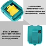 Bộ chuyển đổi pin lithium Makita 14.4V/18V có đèn LED, USB đôi + DC