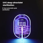 CKPA Máy tiệt trùng bàn chải đánh răng UV có thể sạc lại và giá đỡ với màn hình thông minh, gắn dán không khoan cho bàn chải đánh răng điện
