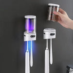 Máy tiệt trùng bàn chải đánh răng và cốc UV sạc lại được, lắp đặt treo tường không khoan cho người dùng đơn
