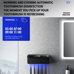 Máy tiệt trùng và sấy bàn chải đánh răng UV thông minh với cảm biến con người, hiển thị thời gian, sạc nhanh USB-C, giá treo tường không khoan