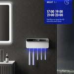 Máy tiệt trùng và sấy bàn chải đánh răng UV thông minh với cảm biến con người, hiển thị thời gian, sạc nhanh USB-C, giá treo tường không khoan