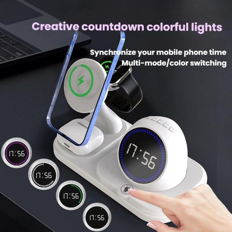 Đồng hồ đếm ngược loa Bluetooth RGB sạc không dây để bàn 6 trong 1 có nam châm