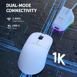 Chuột chơi game chế độ kép có dây/2.4G Ajazz PAW3395 Chip, AJ159P có dock sạc màu đen, AJ159P có dock sạc màu trắng, AJ159 màu trắng