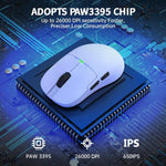 Chuột chơi game chế độ kép có dây/2.4G Ajazz PAW3395 Chip, AJ159P có dock sạc màu đen, AJ159P có dock sạc màu trắng, AJ159 màu trắng