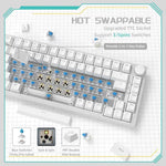 Bàn phím cơ có dây Ajazz AK820 có thể thay switch nóng với đèn, switch xanh đèn xanh dương băng, switch đỏ đèn trắng đen, switch đỏ AS đèn trắng xám trắng, switch HP đèn trắng xám trắng, switch Sea Salt RGB tím trắng xanh
