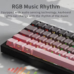 Bàn phím cơ không dây Ajazz AK650 ba chế độ với núm điều khiển màn hình, đèn RGB, công tắc Flying Fish tím trắng xanh, công tắc Dream tím trắng xanh, công tắc Dream đen xám vàng, công tắc Dream khắc bên cạnh chuyển sắc Blackberry