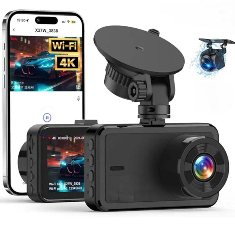 Giá đỡ cốc hút máy ghi hình lái xe WiFi ghi hình kép trước và sau với tầm nhìn ban đêm HD