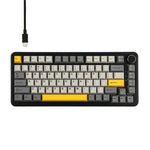 Bàn phím cơ 75 phím Ajazz AK820 MAX có thể thay thế nóng với đệm giảm chấn và đèn RGB, trục Ice Cream ba chế độ đen xám vàng, trục từ tính có dây đen xám vàng, trục từ tính có dây khắc bên cạnh chuyển sắc xám