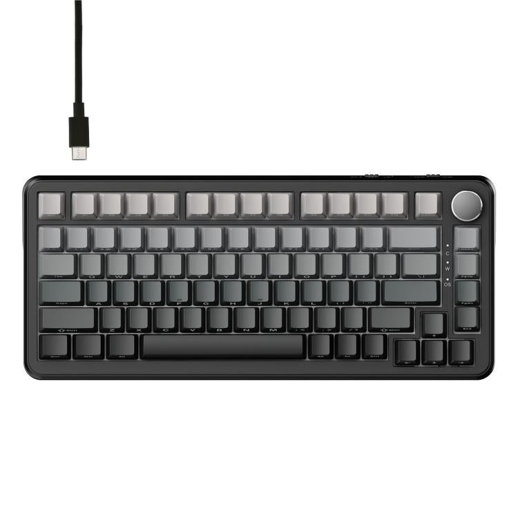Bàn phím cơ 75 phím Ajazz AK820 MAX có thể thay thế nóng với đệm giảm chấn và đèn RGB, trục Ice Cream ba chế độ đen xám vàng, trục từ tính có dây đen xám vàng, trục từ tính có dây khắc bên cạnh chuyển sắc xám