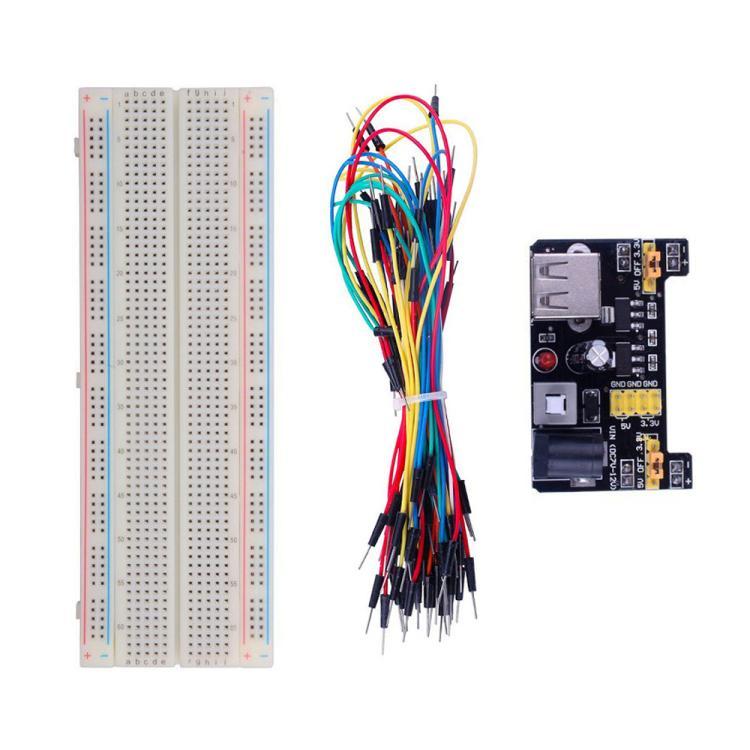 MB-102 Bảng mạch 830 lỗ + Mô-đun nguồn + 65 dây Breadboard
