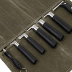 Túi đựng dao vải sáp ướt tổ chức dã ngoại di động, 7 ngăn (Xanh lính), 7 ngăn (Kaki)