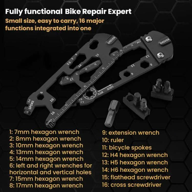 Dụng cụ thẻ mini 16 trong 1, móc khóa đa năng mở nắp chai, tua vít lục giác di động, 16 trong 1