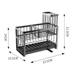 Giá phơi bọt biển 2 tầng để bồn rửa bát, giá đỡ để bàn cho miếng cọ rửa, bàn chải dài và khăn lau bát