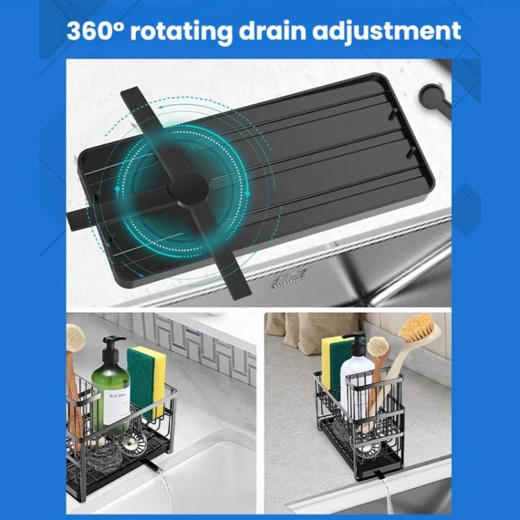 Giá phơi bọt biển 2 tầng để bồn rửa bát, giá đỡ để bàn cho miếng cọ rửa, bàn chải dài và khăn lau bát