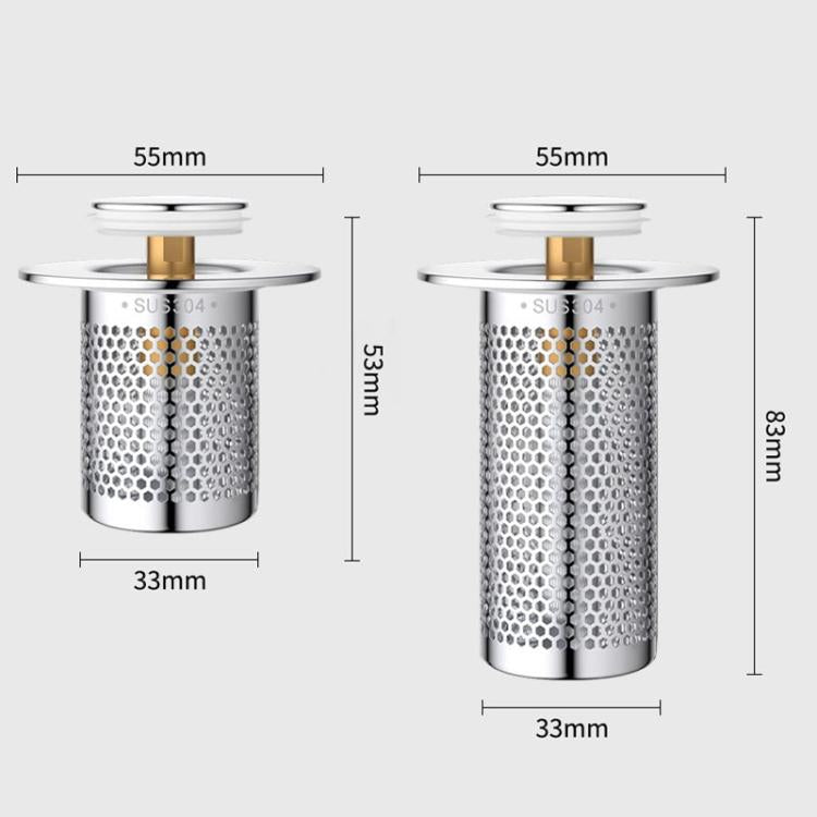 A1 Steel Basket Large Bore Copper Core Drainer Bouncing Core Washbasin 33-55mm Hole Distance Universal Plug Core, Short 8cm, Long 8cm