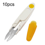 Bộ 10 kéo may gia đình có nắp trong suốt, chỉ thêu chữ thập, màu tím, vàng, xanh, đỏ