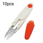 Bộ 10 kéo may gia đình có nắp trong suốt, chỉ thêu chữ thập, màu tím, vàng, xanh, đỏ